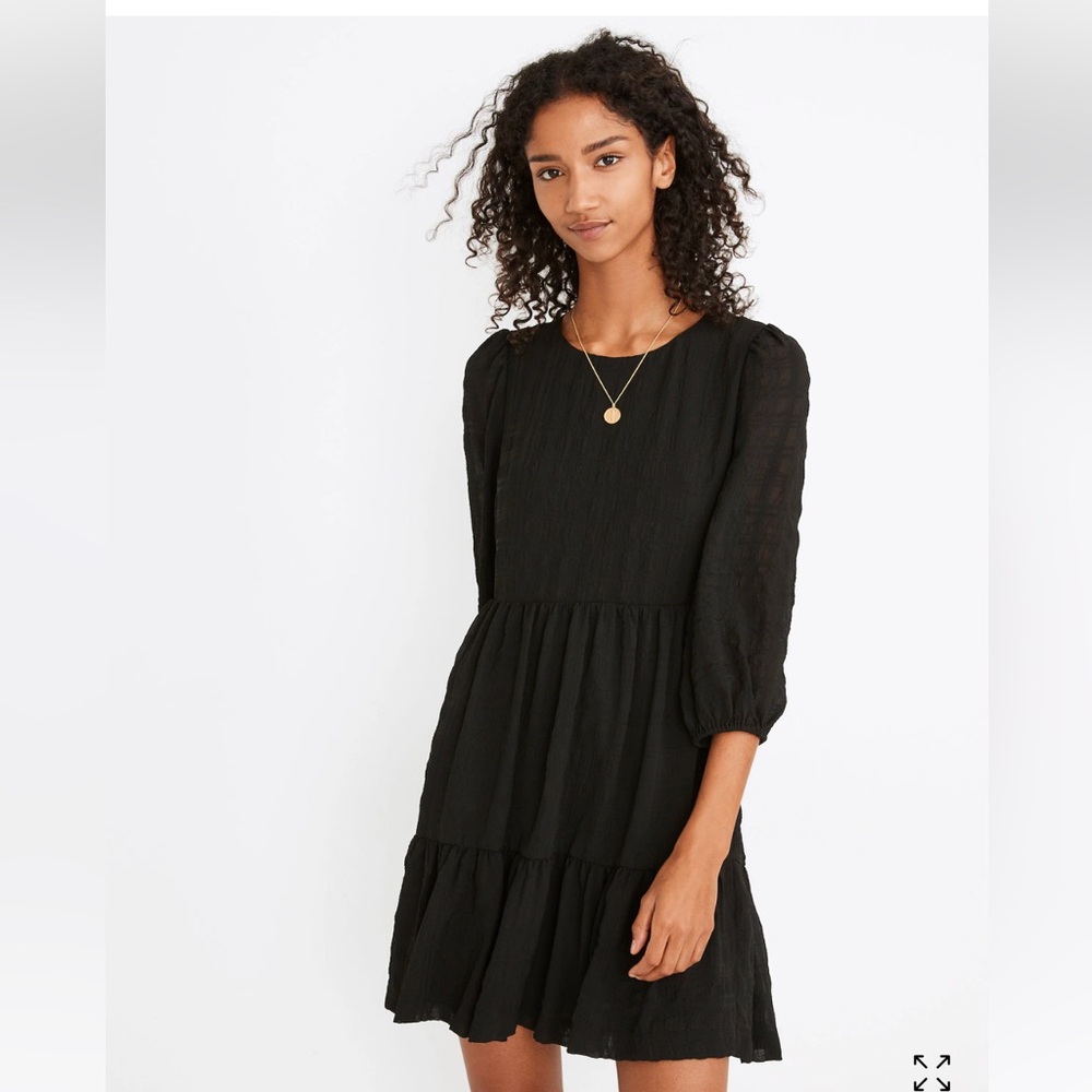 Madewell puff-sleeve ruffle-hem mini dress size 2